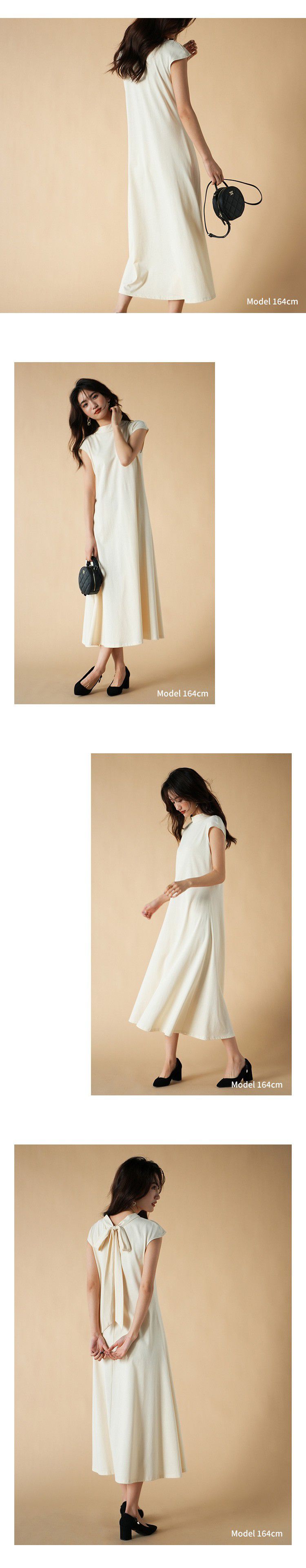 日本女裝代購 - 優雅扭結法式袖修身洋裝-薄荷綠