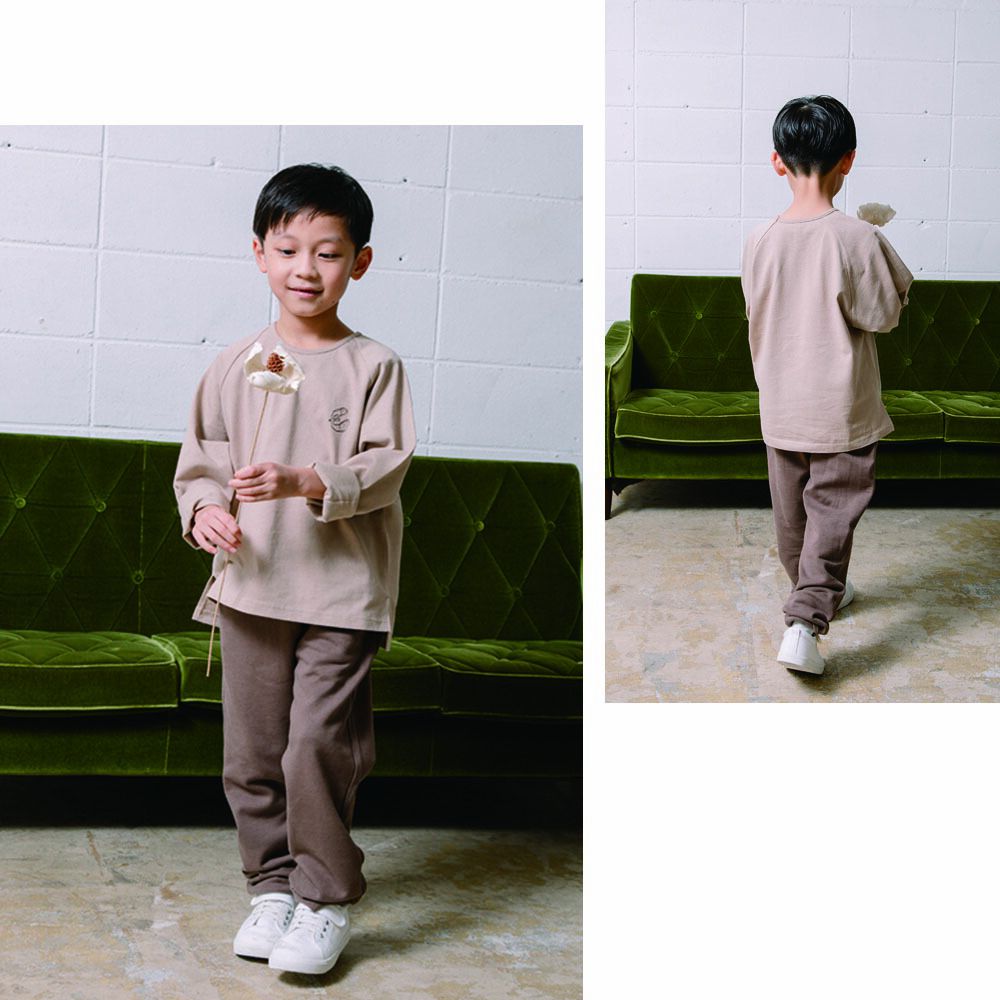 日本 ma lalumiere store - 100％棉 好舒適束口運動長褲-淺灰