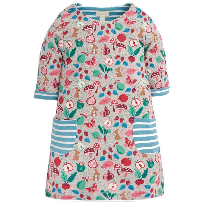 英國 JoJo Maman BeBe - 嬰幼兒/兒童100％純棉 A 字連衣裙-田園花果