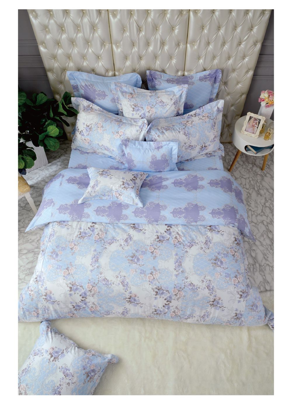 格蕾寢飾 Great Living - 義大利La Belle 防蹣抗菌吸濕排汗兩用被床包組-漫步花海 (特大四件式)