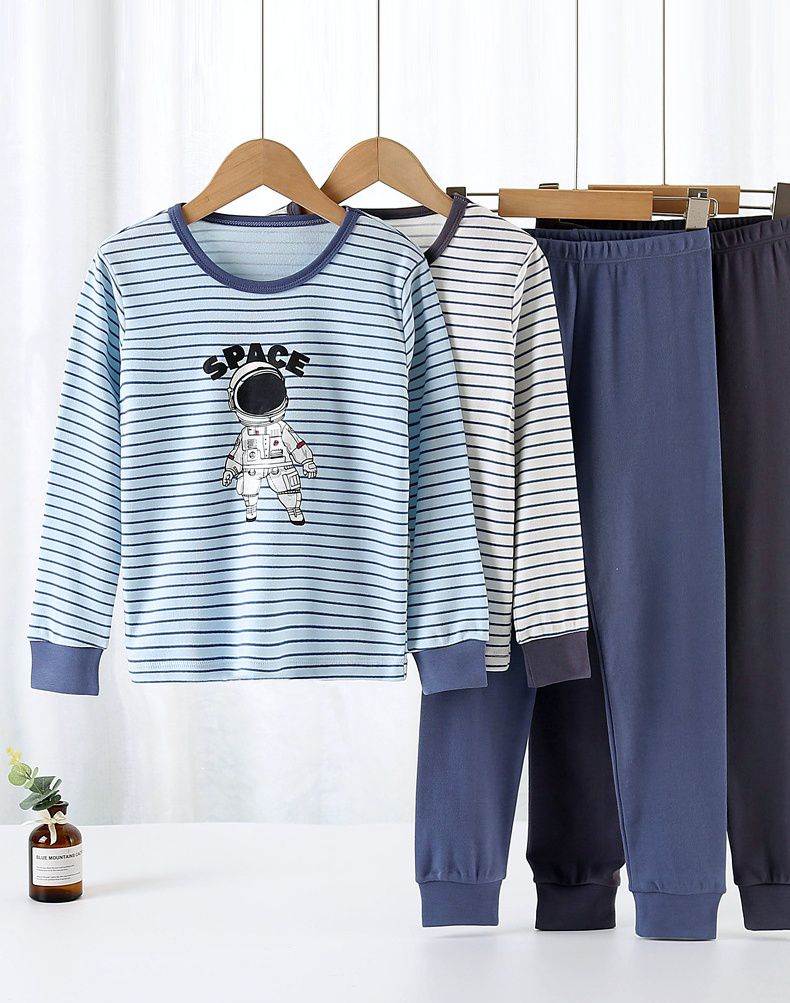 MAMDADKIDS - 純棉長袖家居服套裝-太空人-藍色+深藍色-縮褲口