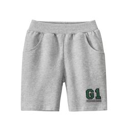 27KIDS - 純棉腰鬆緊五分褲-G1-灰色