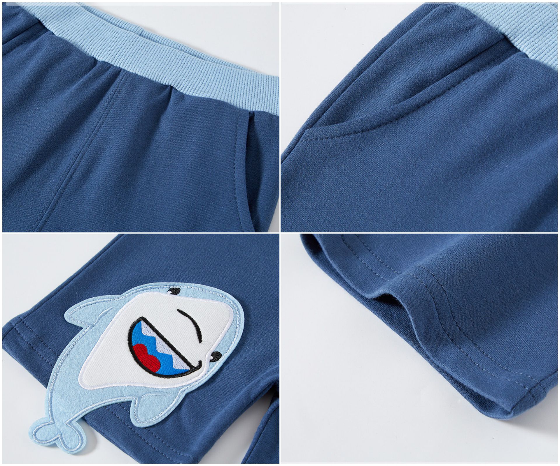 純棉運動短褲-立體恐龍-黃色