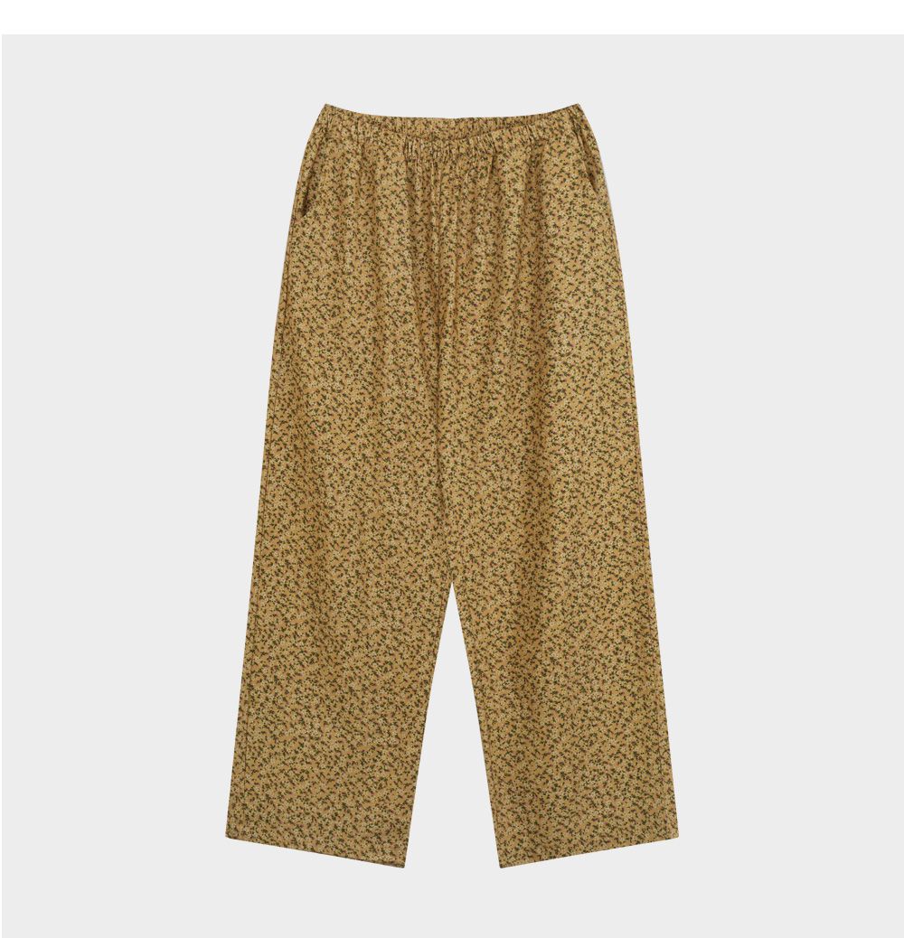 韓國 ULLALA - 活力暖黃碎花長袖睡衣-(兩件式)-黃 (FREE)