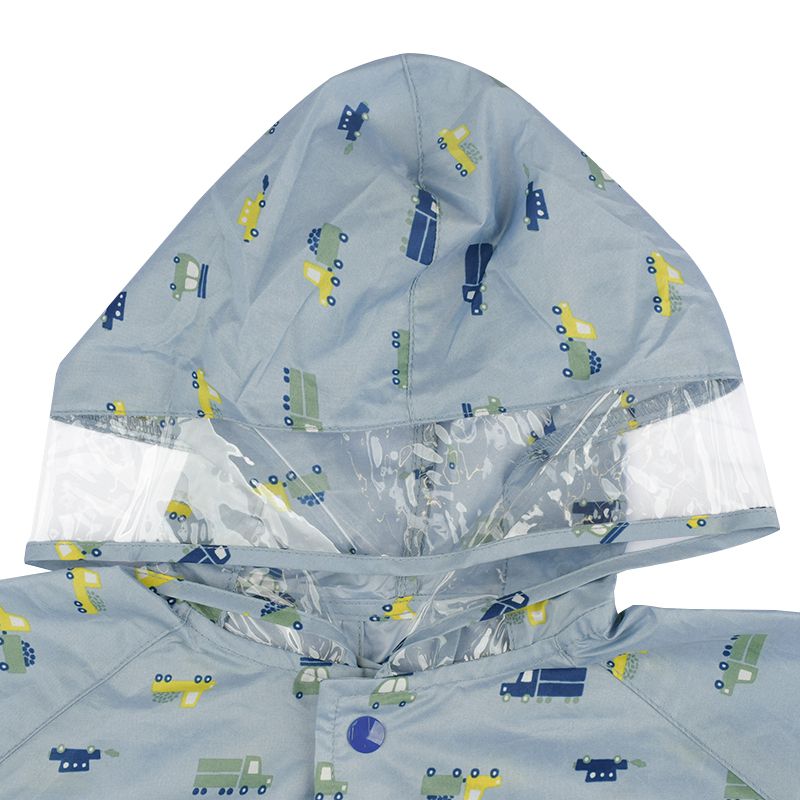 akachan honpo - 短斗篷式雨衣-汽車-淺藍色 (80~95cm)