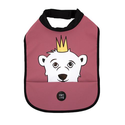 Babylivia - 防水口袋圍兜-北極熊-寶紅色