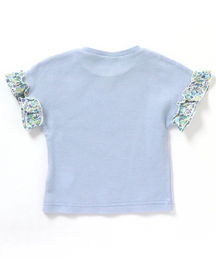 日本 apres les cours - 華夫格澎澎荷葉邊短袖上衣-米白