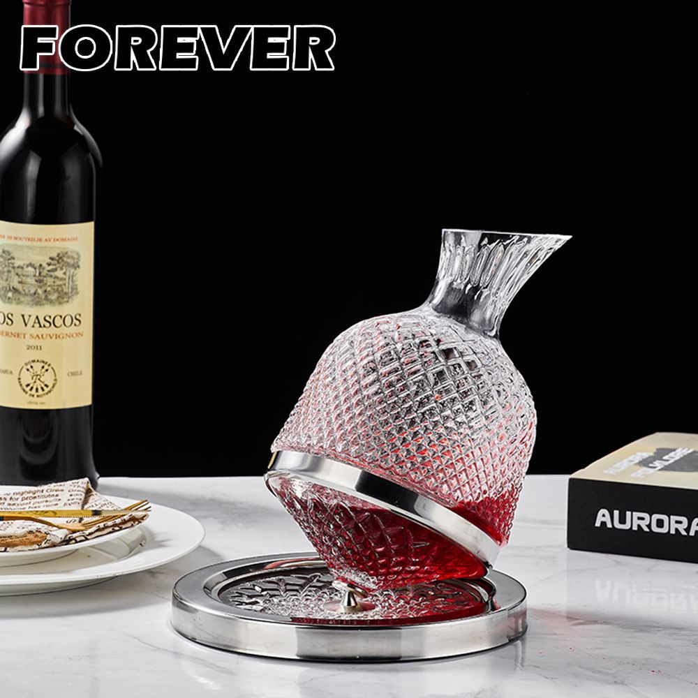 玻璃旋轉醒酒器-銀色底座1.3L