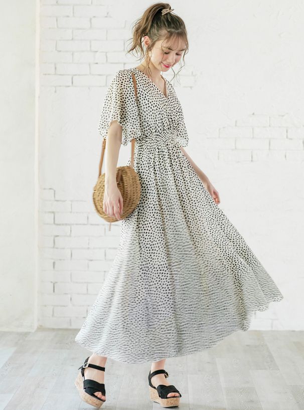 日本 GRL - 酷甜率性後綁帶雪紡洋裝-豹紋-黑 (M)