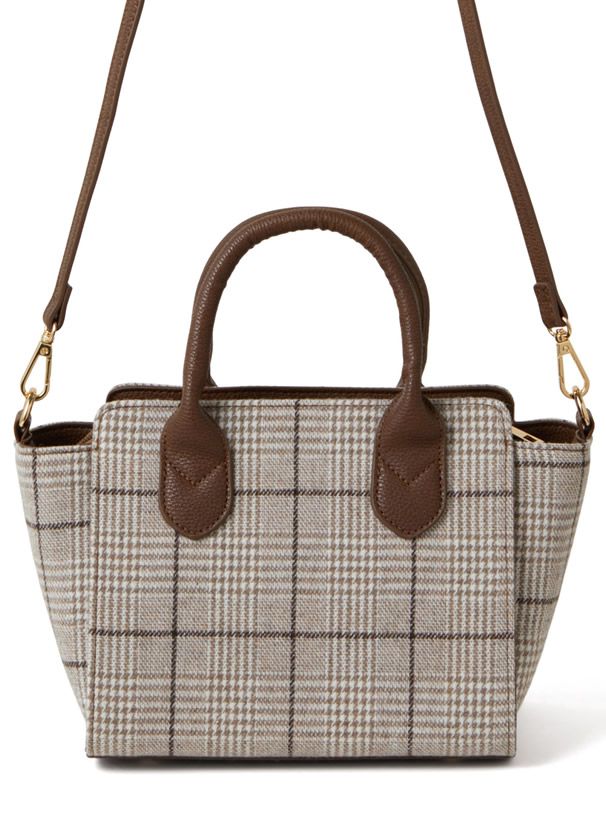 日本 GRL - 2way格紋小托特包/側背包-黑