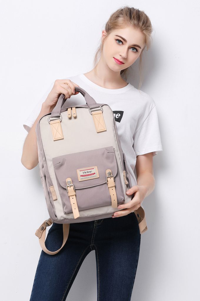 Heine 海恩 - WIN-191多功能後背包 媽媽包 尼龍包 防盜防潑水背包-象牙灰色