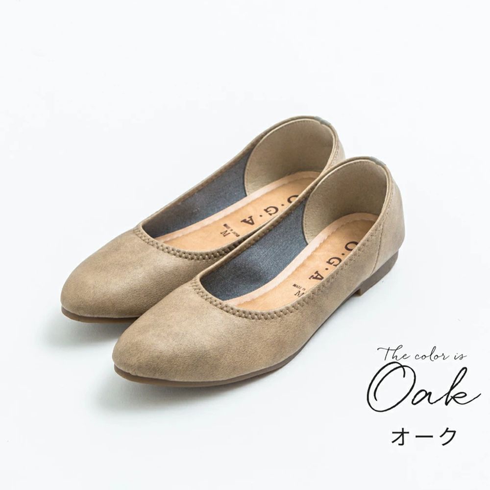 日本女裝代購 - 日本製 仿皮尖頭柔軟休閒平底包鞋-橡米