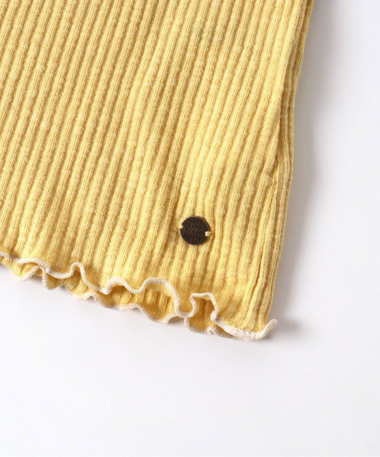 日本 BREEZE - 背交叉下擺捲邊羅紋短袖上衣-紅綠條紋