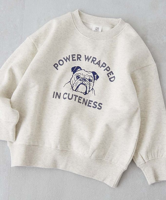 日本 devirock - 裏起毛動物印花大學T-狐狸-紫羅蘭