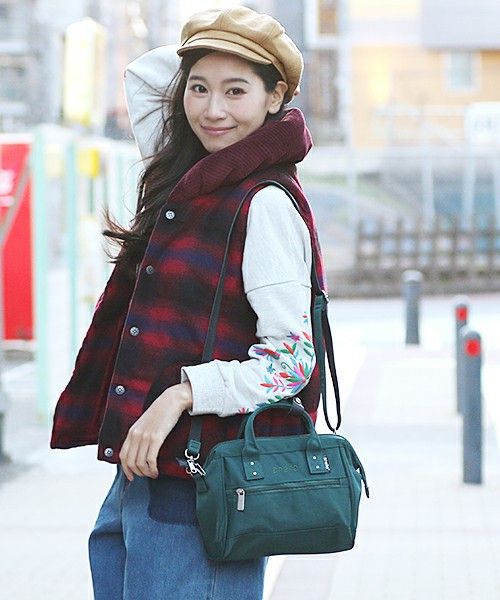 日本 Anello - 絲紋兩用托特包-mini-PU紫色