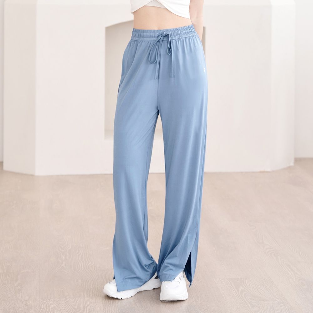 涼感防曬冰絲寬褲-冰晶藍