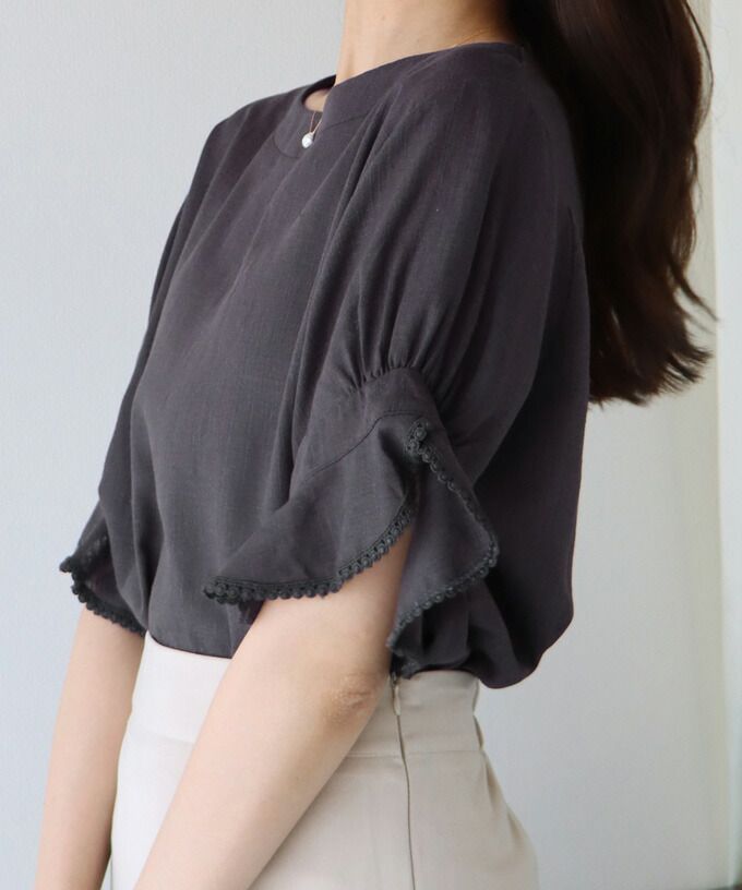 日本 BLUE EAST - 棉麻透氣涼爽短袖上衣-米杏