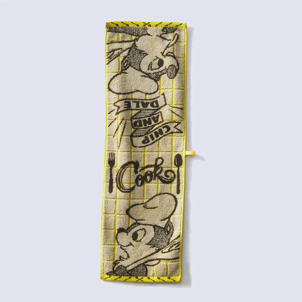 日本千趣會 - 日本製 迪士尼印花毛巾-奇奇蒂蒂烹飪-綠黃 (22×72cm)