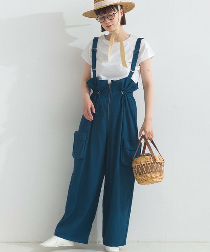 日本 Lupilien - 柔軟可愛抽繩束腰工裝風吊帶褲-粉紅