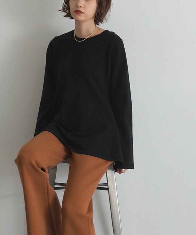 日本 ELENCARE DUE - 成熟傘擺腰線針織長袖上衣-紅