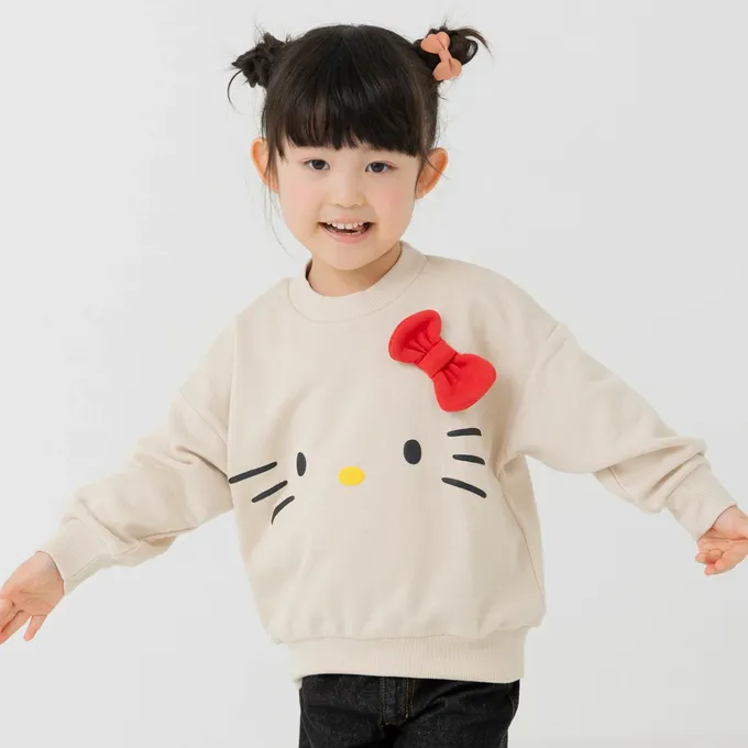 日本 Chil2 - 限量聯名 裏毛印花大學長袖上衣-卡通三麗鷗-大臉布丁狗-黃