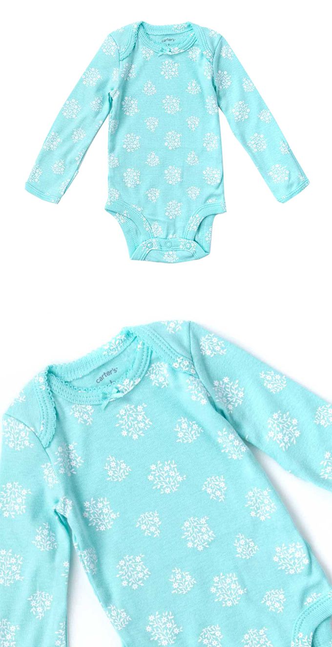 美國 Carter's - 花卉圖案三色長袖包屁衣3件組 (NB)