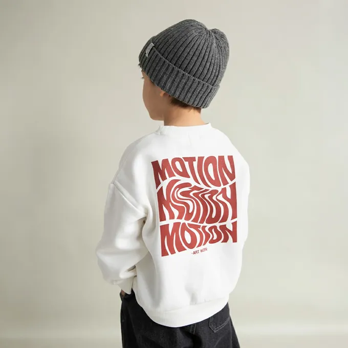 日本 BRANSHES - 街頭塗鴉風裏起毛長袖上衣-袖logo-煙燻粉