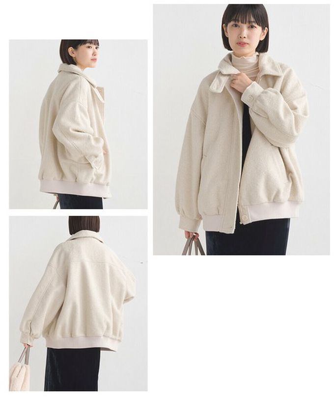 日本 OMNES - 絨毛感率性翻領夾克外套-炭灰