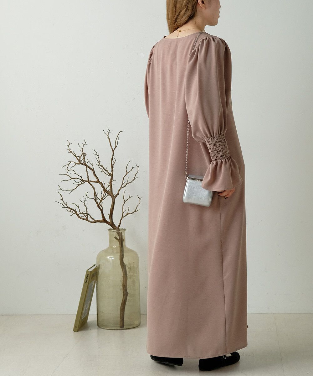 日本 Bab - 歐風垂墜感糖果袖洋裝-薰衣草