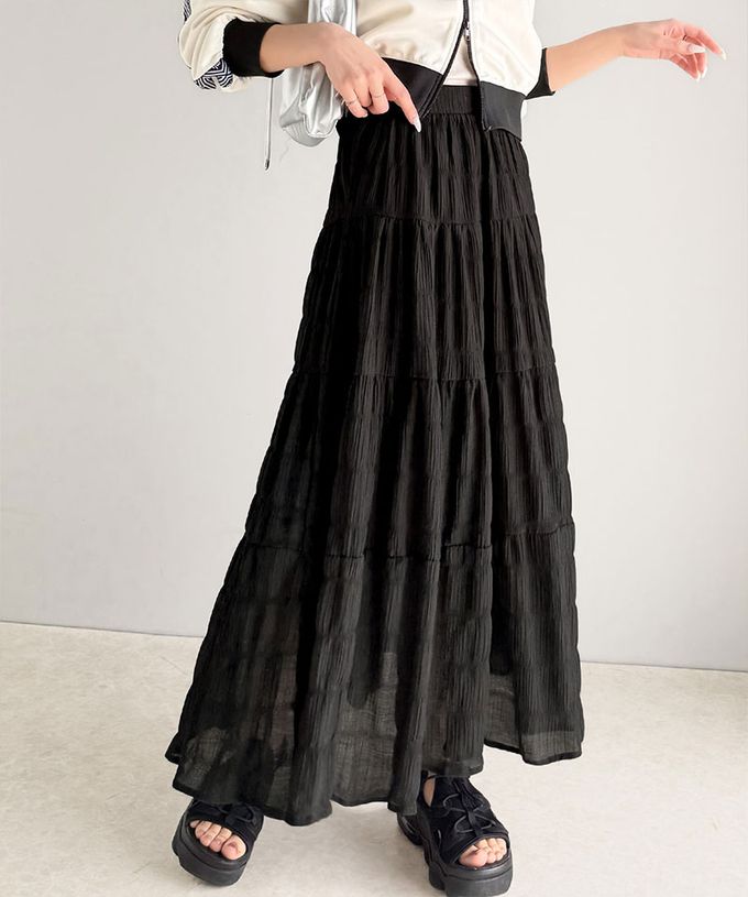 日本 Classical Elf - 柔軟飄逸分層透膚喇叭長裙-白