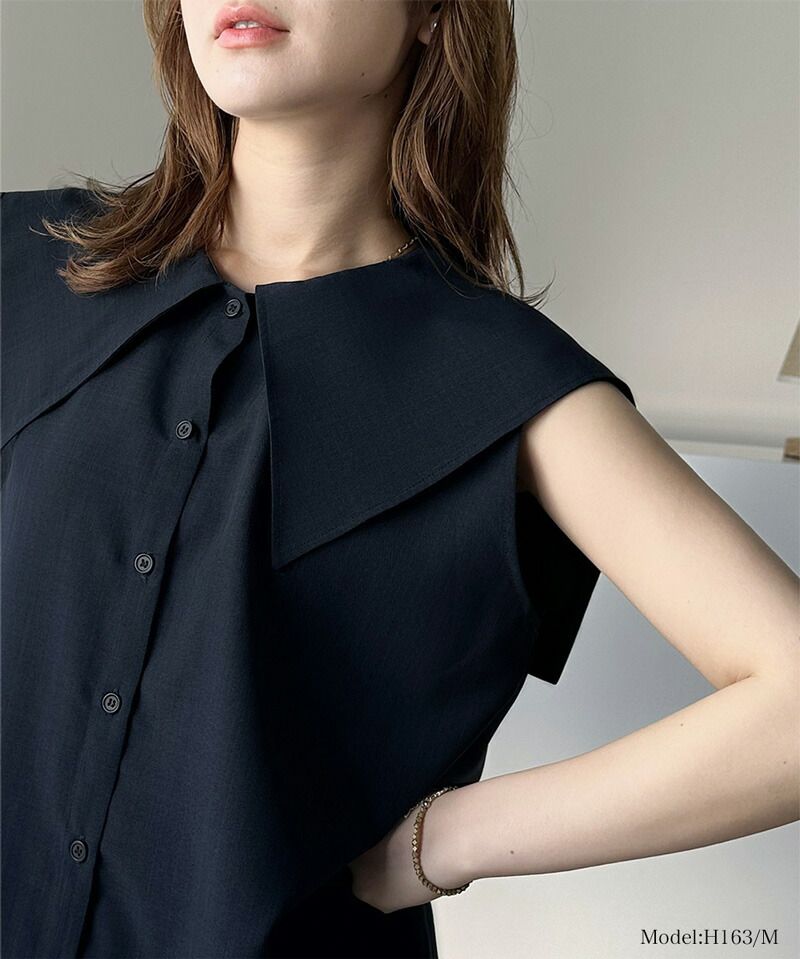 日本 Classical Elf - 優雅歌德領無袖襯衫-天使白