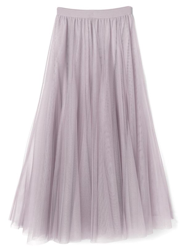 日本 GRL - 飄逸顯瘦雙層傘紗裙-灰摩卡 (M)