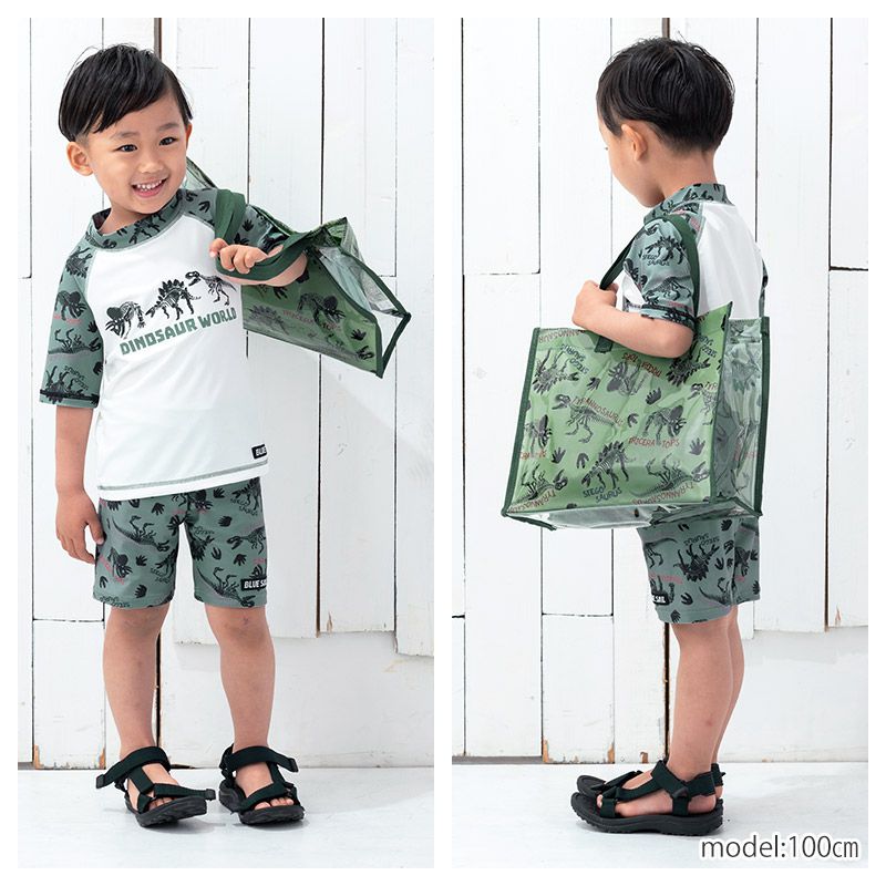 日本 ZOOLAND - 防水PVC手提袋/游泳包-F鯨鯊兄弟-深藍 (25x34x11cm)