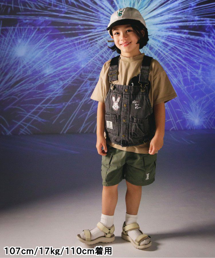 日本 BREEZE - 聯名款 夜光拉鍊大口袋短袖上衣-卡其