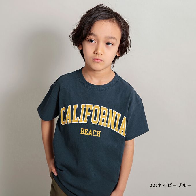 日本 BRANSHES - 100%棉 街頭印花短袖上衣-CALIFORNIA-海軍藍