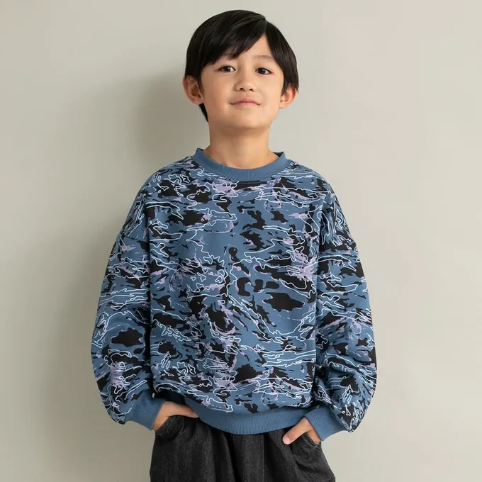 日本 BRANSHES - 裏起毛 舒適縮口長袖上衣-小熊-芥黃