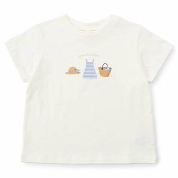 日本 apres les cours - [人氣]俏皮印花短袖上衣-度假洋裝-淺米杏