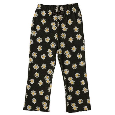 akachan honpo - 10分褲-小花圖案緹花-黑色