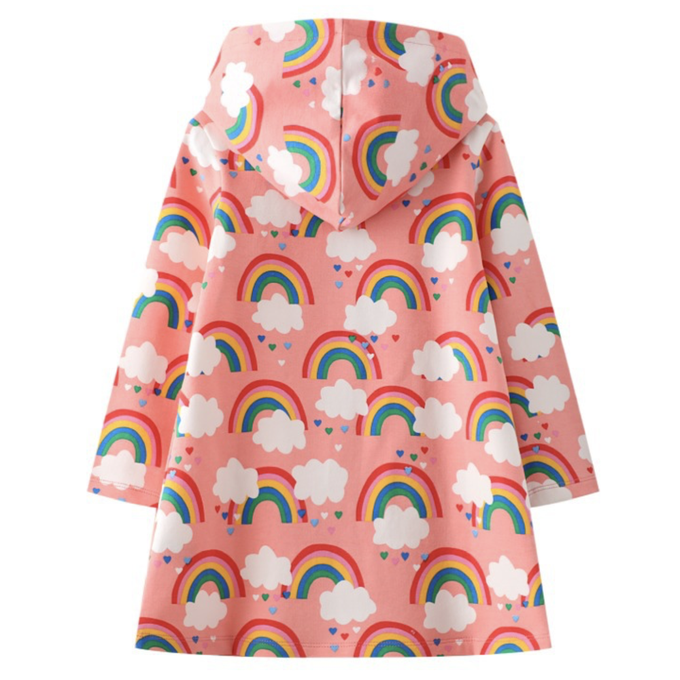 love, charlotte - 彩虹雲朵全棉連帽長袖洋裝