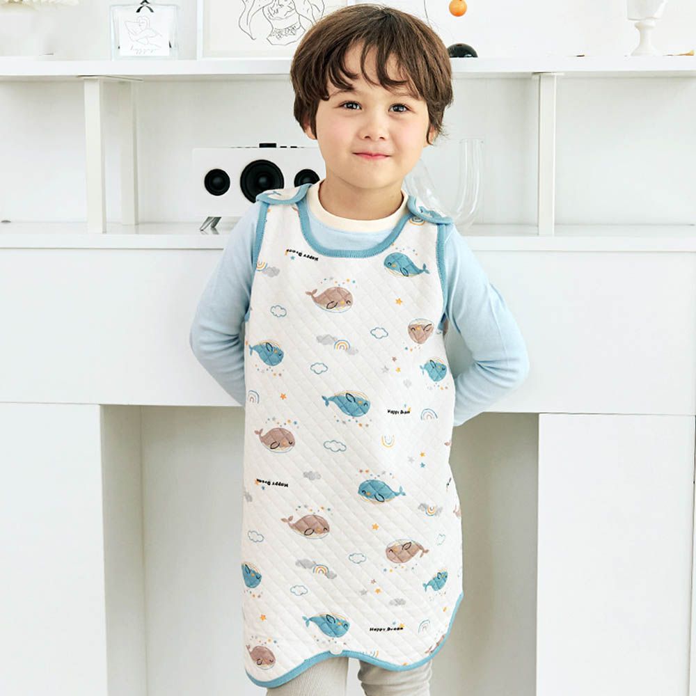 保暖三層絎縫棉防踢被-彩虹鯨魚