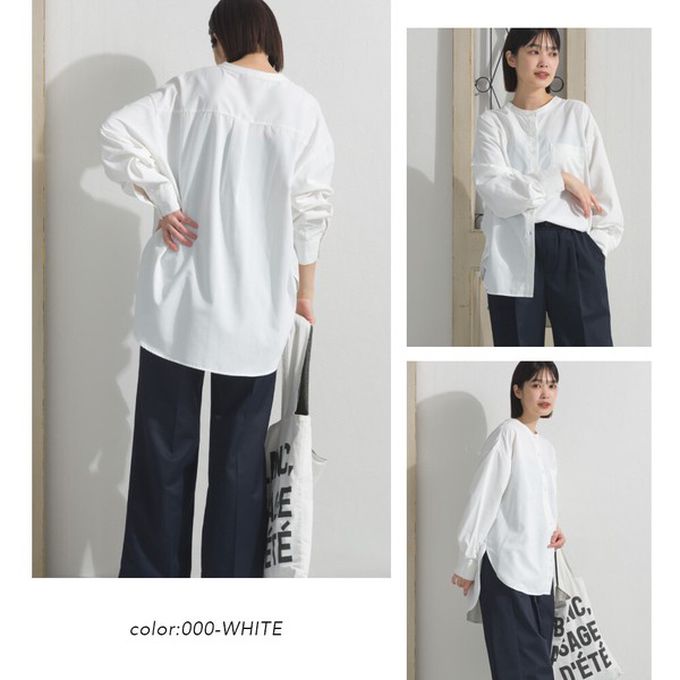 日本 OMNES - 柔滑科技棉 小立領長袖襯衫-濃綠