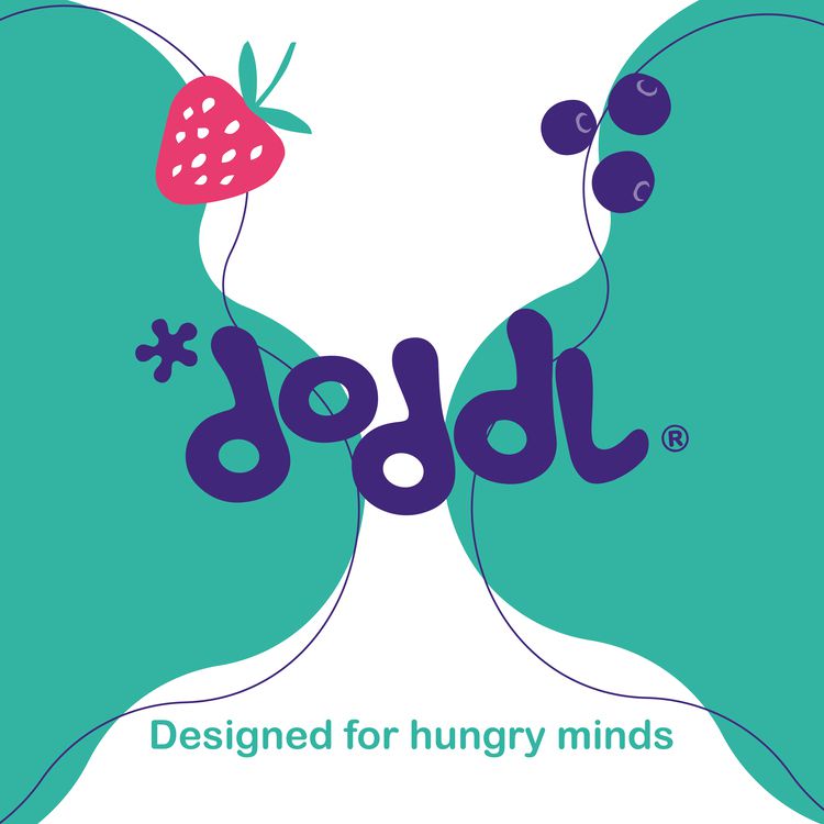 英國 Doddl - 幼兒學習餐具兩件組-叉子+湯匙-草莓紅