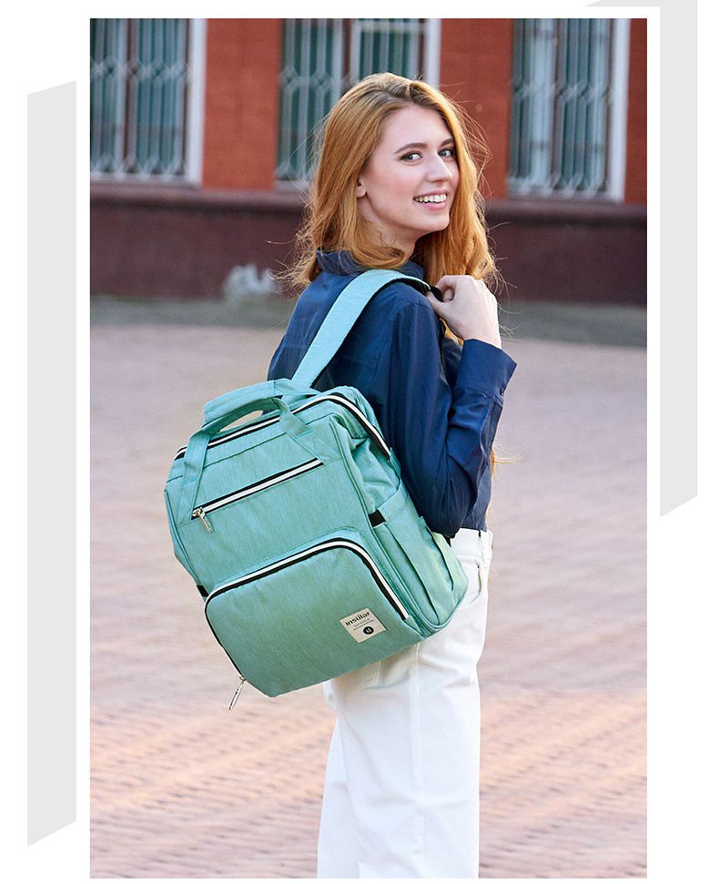 insular - 12口袋防水後背包/媽媽包-藍色 (30x17x36cm)