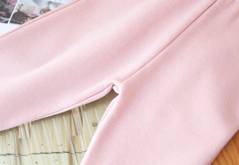 FANMOU - 九分內搭褲-格紋木耳邊-灰色