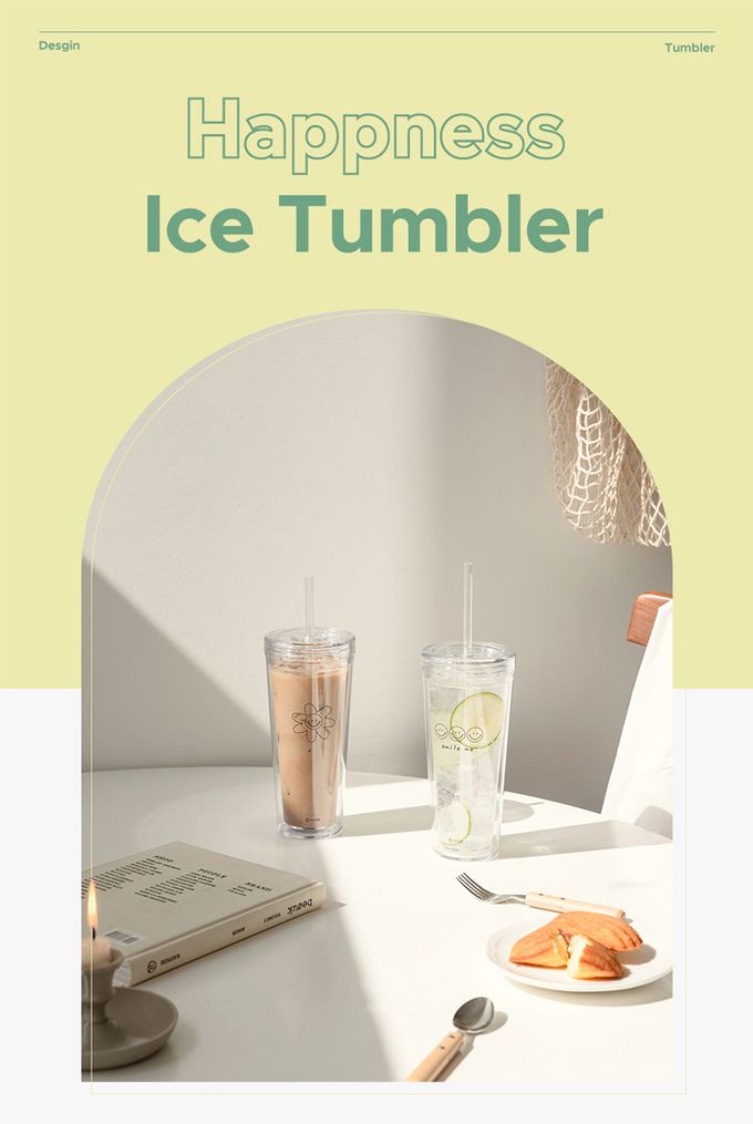 韓國 SSUEIM - 極簡ins吸管冷飲杯/環保杯500ml-小花款