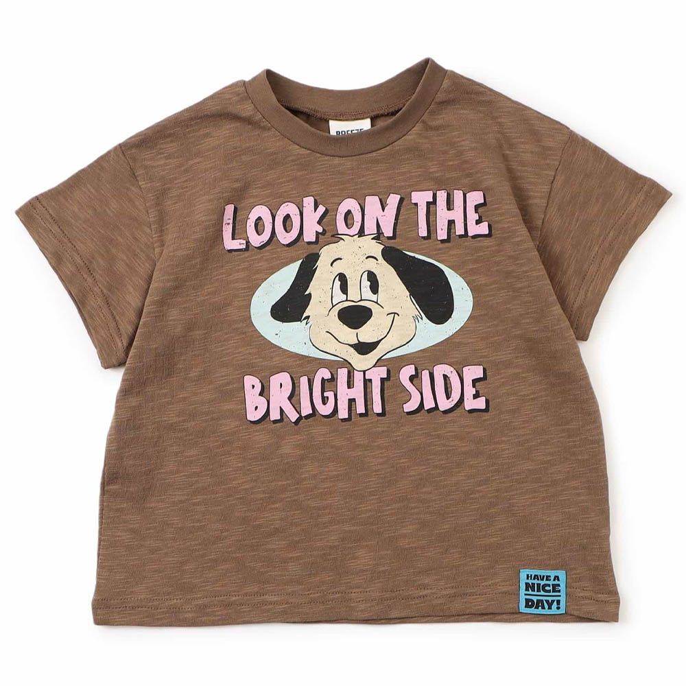 復古感動物印花短袖上衣-狗狗-棕