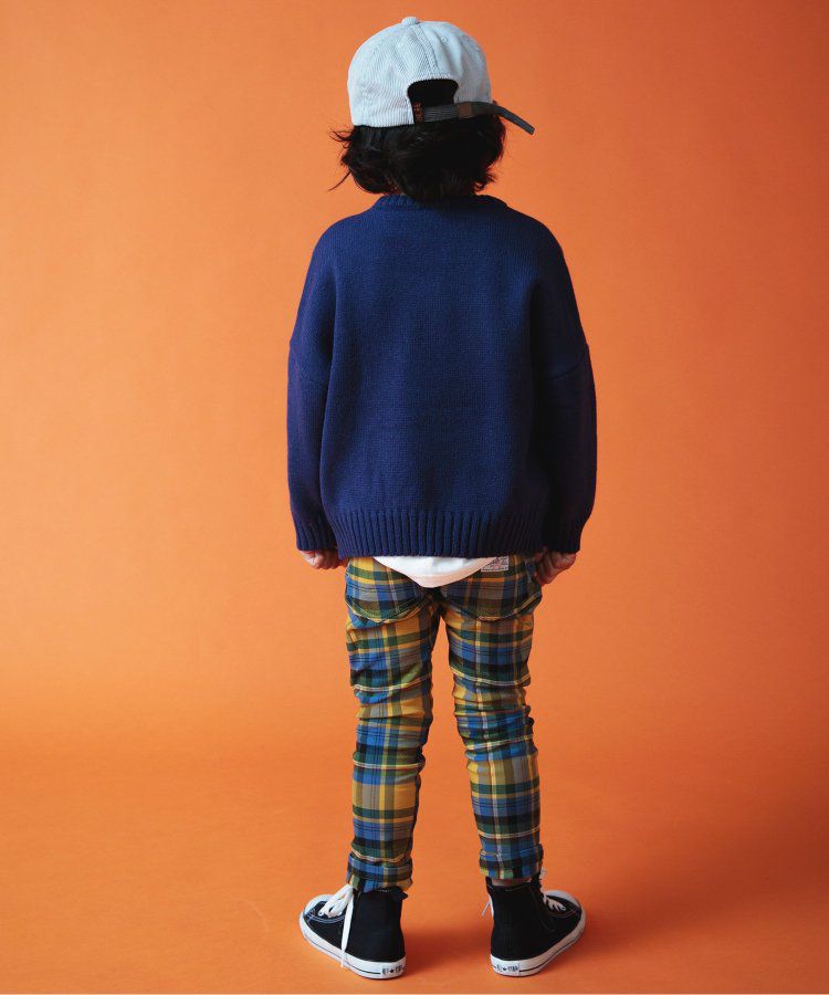 日本 BREEZE - 內刷毛輕量彈力合身長褲-素色-丹寧藍