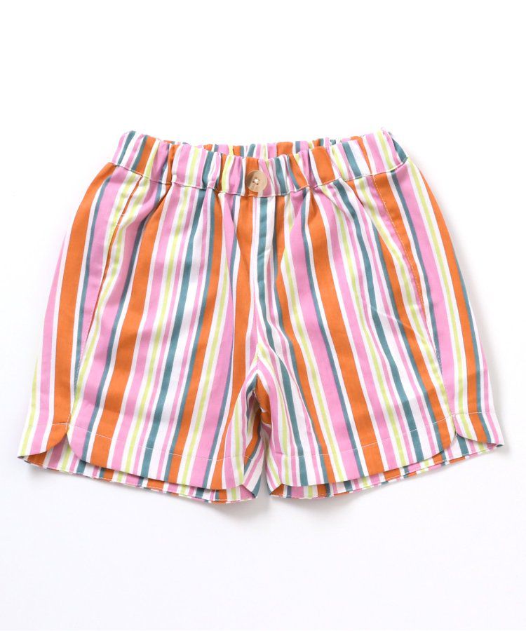 日本 apres les cours - 滿版印花夏天短褲(4分丈)-小花-水藍