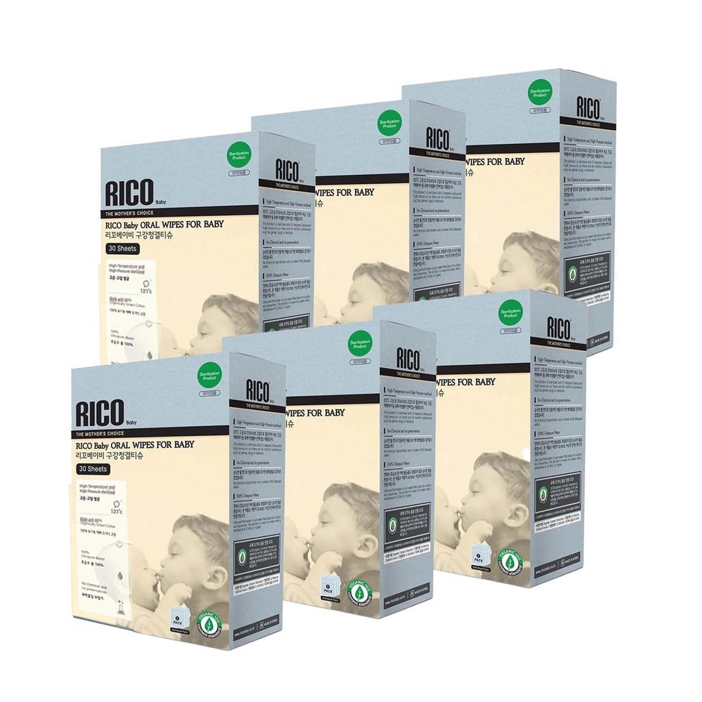 韓國RICO baby - 嬰兒潔牙溼紙巾(30片獨立包裝/盒)-6盒入-效期至：2023/12/14