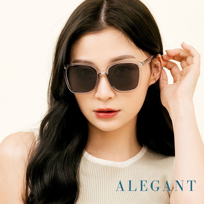 ALEGANT - 晶月灰復古風格輕量橢圓方框墨鏡│UV400太陽眼鏡
